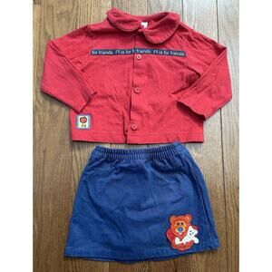 Vtg Bear In The Big Blue House Shirt & Jean Skirt 90s Disney Store 18 Months